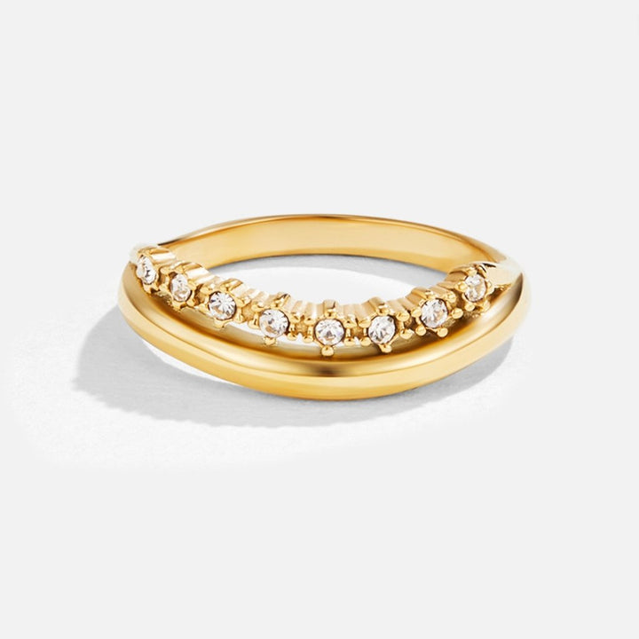White Crystal Layered Ring