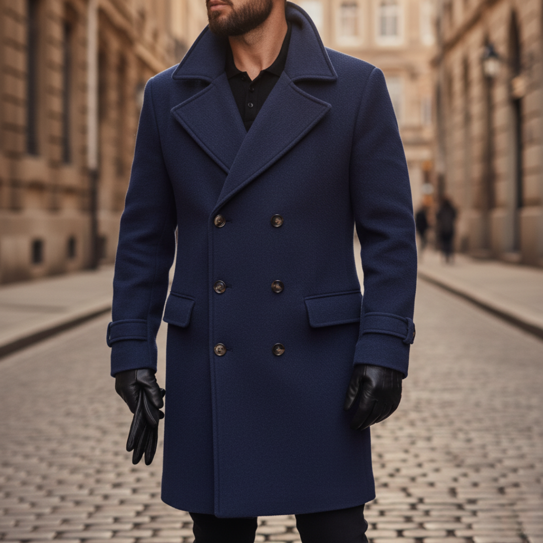 Monty - Men's Double-Breasted Wool Blend Overcoat