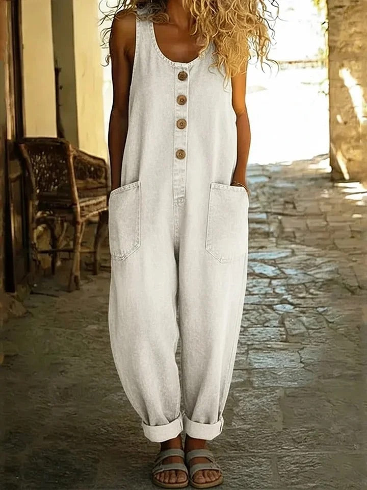 Vintage Washed Cotton Denim Overalls