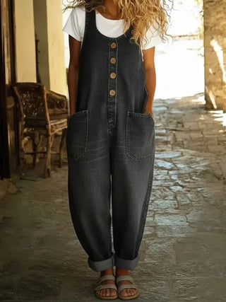 Vintage Washed Cotton Denim Overalls