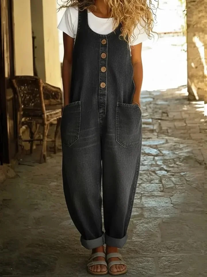 Vintage Washed Cotton Denim Overalls