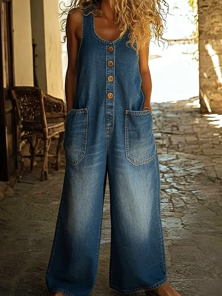 Vintage Washed Cotton Denim Overalls