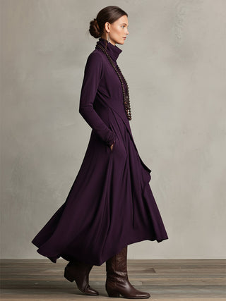 Natalia – Turtleneck Asymmetric Maxi Knit Dress